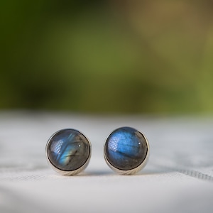 Sterling Silver Labradorite Stud Earrings, Sterling Silver Gem Stone Stud Earrings,Labradorite Post Earrings, Labradorite Earrings Bohemian
