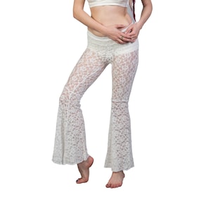 Sexy Lace Party Pants | Belly Dance Bell bottom Pants | Festival Pants for Women |Sexy Boho Festival Bell Bottoms Lace Pants | Lace Leggings