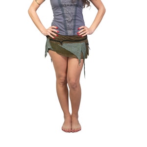 Pixie Skirt | Fairy Tribal Skirt | Green Belly Dance Skirt | Green Festival Party Skirt | Burning Man Skirt | Sexy Hippie Clothing