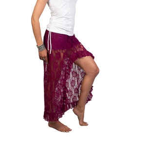 Unique Lace Skirt for Women | Festival Asymmetrical Skirt | Gypsystyle Clothing for Burning Man Festivals, Tribal Fusion Bellydance & More