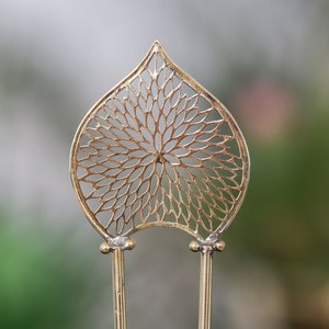 Hair Fork, Hair Stick, Golden Hair Fork, Tribal Hair Jewelry, Brass Hair Stick, Metal Hair Stick, Japanese Hair Fork, Indian Hair Ornament.