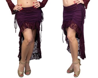 Rok voor dames, danskleding, bohomode, asymmetrische rok, tribale fusion, buikdansrok, festivalmode, latindansrok