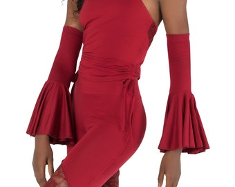 Bell Sleeves for Women, Red Arm Warmers, Arm Covers, Dance Accessories, Sports Sleeves, Yoga Clothes, Streetwear Fashion, Removable Sleeves