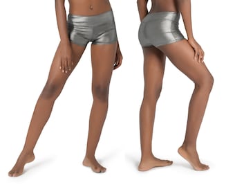 Women's Shorts, Metallic Pants, Booty Shorts, Summer Wear, Dance Pants, Yoga Wear, Pixie festival Fashion, Short Shorts, Silver Shorts