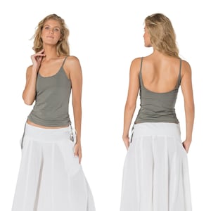 Tank Top for Women, Grey Top, Yoga Wear, Spaghetti Tank Top, Boho Clothes, Dance Top, Low Back Top, Festival Wear, Yoga Shirt, Slow Fashion.
