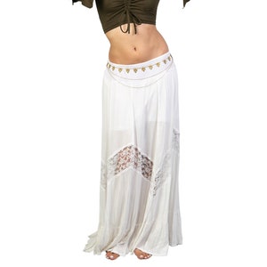 White Lace Maxi Skirt for Women | White Hippie Goddess and Boho Maxi Skirt | Oversized Loose Skirt | Boho Wedding Skirt | Evening Skirt