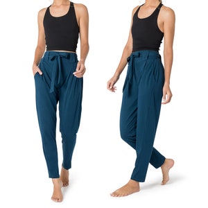 Blaue Hose für Frauen, Lässige Hose, Yogahose, Maxihose, Hippie Kleidung, Baumwollhose, Lose Hose, Boho Hose, Tanzhose