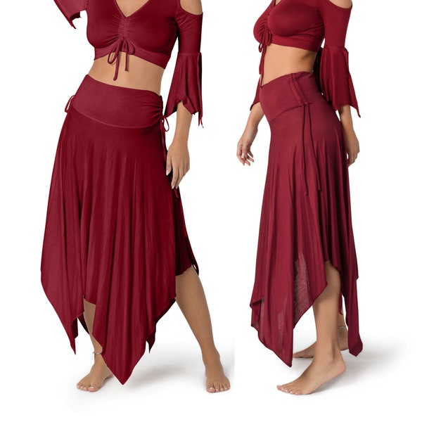 Skirt for Women, Boho Skirt, Maxi Skirt, Festival Clothes, Red Skirt, Tango Skirt, Hippie Wear, Belly Dance Skirt, Oversized Loose Skirt.