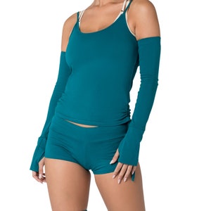 Cotton Sleeves for Women, Arm Sleeve Cover, Dance Fashion, Fingerless Gloves, Gym Clothes, Arm Warmers, Detachable Sleeves, Blue Arm Warmers
