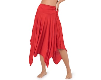 Jupe rouge, Jupe pour femme, Jupe de danse du ventre, Jupe ample, Jupe Boho, Jupe Maxi, Mode Festival, Jupe Rouge, Jupe Tango, Vêtement Hippie