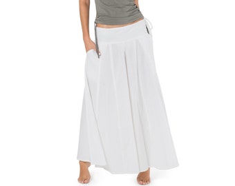 Skirt Pants, Yoga Pants for Women, Maxi Pants, Boho Pants, Wide Trousers, Loose Pants, Comfy Pants, Flare Pants, White Skirt Pants.
