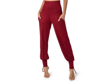 Red Pants for Women, Dance Fashion, Harem Pants, Flow Art Fashion, Boho Wear, Yoga Leggings, Loose Fit, Comfy Pants, Pants with Pockets