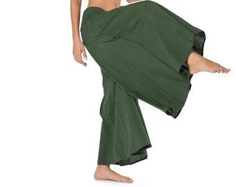 Skirt Pants for Women, Wide Leg Pants, Maxi Pants, Green Pants, Yoga Pants, Boho Fashion, Loose Fit, Wide Trousers, Pants with Pockets.