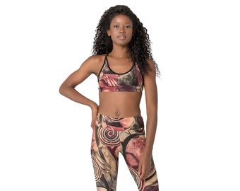 Abstract Festival Yoga Set, Psychedelic Gym Clothes, Purple Haze Leggings, Open Back Top Activewear, Women's Gift