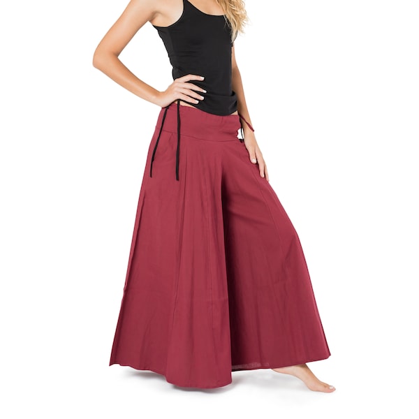 Skirt Pants, Wide Leg Pants, Maxi Pants, Red Pants, Yoga Pants for Women, Boho Fashion, Loose Fit, Wide Trousers, Pants with Pockets