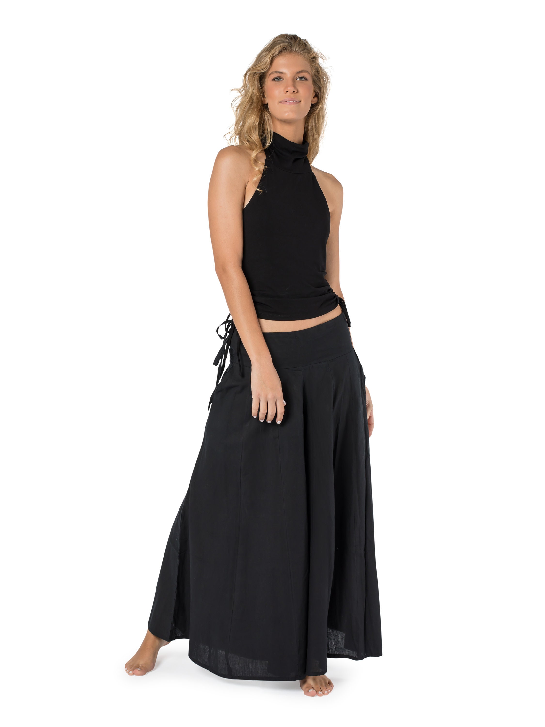 Pants. Black Pants. Wide Skirt Pants. Long Wide Pants. Extra Long