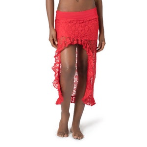 Skirt for Women, Asymmetrical Skirt, Lace Skirt, Festival Clothing, Gypsystyle Fashion, Tribal Fusion, Belly Dance Skirt, Pixie Skirt