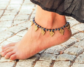 Ankle Bracelet // Customized Anklet // Handmade Anklet // Women Anklet // Made To Order Anklet // Lapis Lazuli Anklet // Indian Aklet