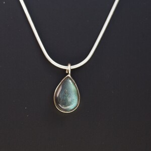 Labradorite Teardrop Necklace, Labradorite Necklace Sterling Silver, Labradorite Drop Necklace, Labradorite Pendant Necklace,Energy Necklace