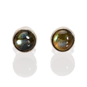 Sterling Silver Gem Stone Stud Earrings,Sterling Silver Labradorite Stud Earrings, Labradorite Post Earrings, Labradorite Earrings Bohemian