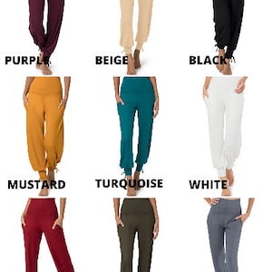 Yoga Pants for Women, Boho Pants, Harem Pants, Loose Fit, Wide Trousers, Comfy Pants, Travel Pants, Pants with Pockets, Purple Pants. image 9