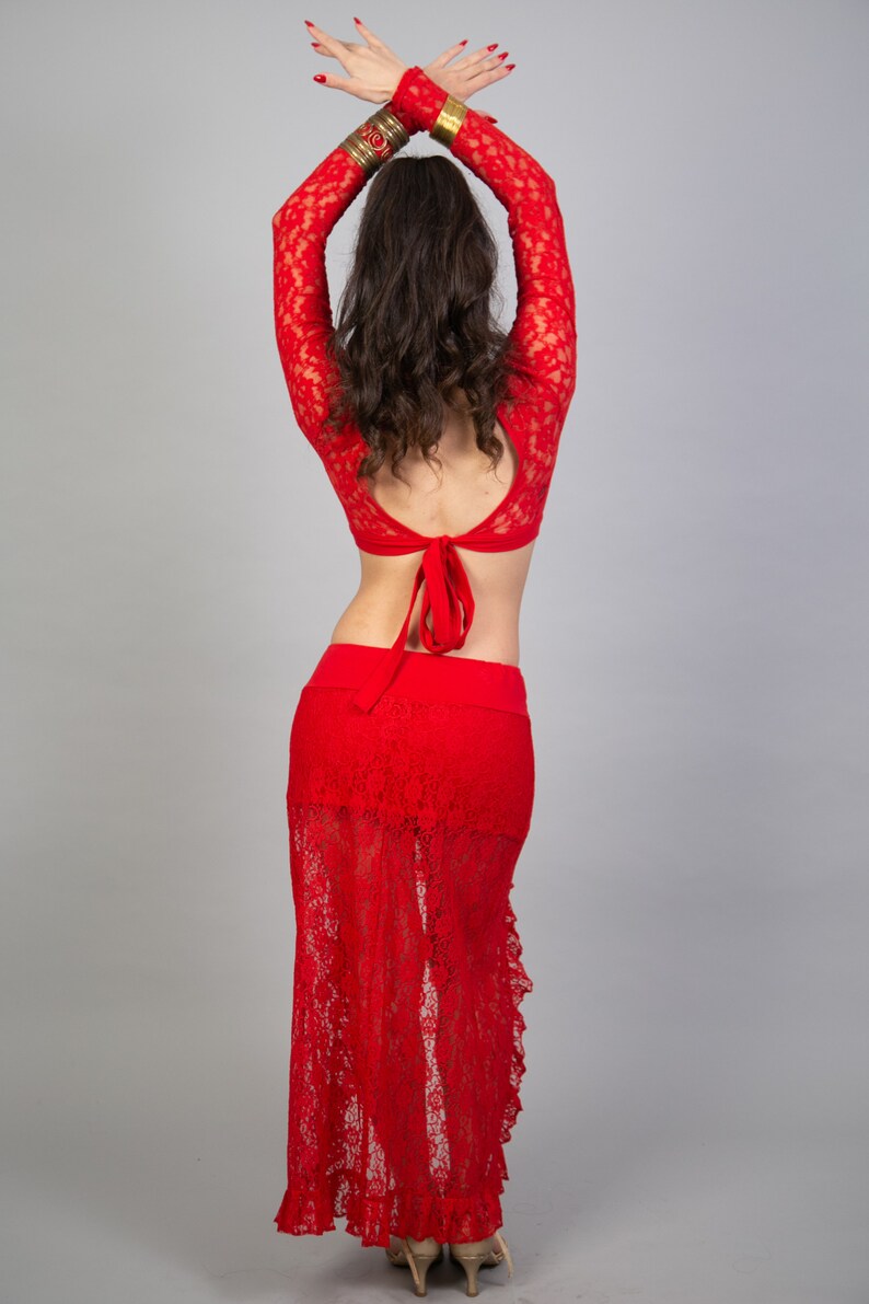 Gypsystyle Clothing for Burning Man Festivals Unique Mini Maxi Asymmetrical Lace Skirt for Women Tribal Fusion Bellydance and Salsa