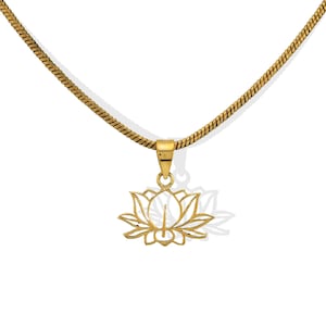 Lotus Necklace, Golden Brass Pendant Necklace, Dainty Jewelry, Lotus Flower Necklace, Yoga Jewelry, Cute Necklace, Birthday Gifts for Her