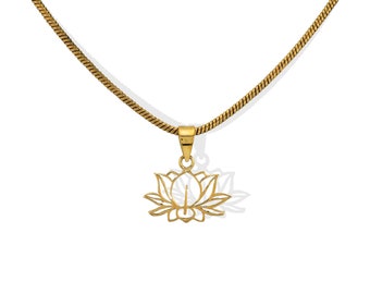 Lotus Necklace, Brass Pendant Necklace, Dainty Jewelry, Lotus Flower Necklace, Yoga Jewelry, Cute Lotus Necklace, Birthday Gifts for Her.