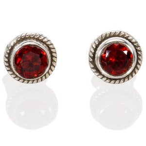 Garnet Studs, Sterling Silver Studs, Post Earrings, Jewelry Gift for Her, Maroon Studs, Boho Jewelry, Gemstone Studs, Red Post Earrings