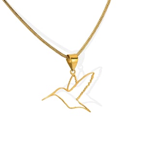 Humming Bird Necklace, Brass Necklace for Women, Dainty Jewelry, Minimalist Jewelry, Hummingbird Pendant Necklace,Hummingbird Charm Necklace