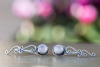Orecchini Crawler Donna In Argento 925 Con Pietra Di Luna Celtica – Regalo Confezionato