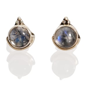 Moonstone Studs, Sterling Silver Stud Earrings, Moonstone Stud Earrings, Boho Jewelry, Everyday Studs, Button Earrings, Moonstone Earrings