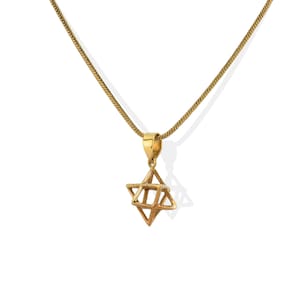 Merkabah Necklace, Brass Necklace, Symbol Jewelry, Merkaba Pendant Necklace, Sacred Geometry Pendant, Spiritual Necklace, Star Tetrahedron.
