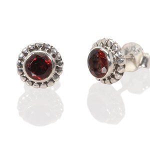 Sterling Silver Garnet Earrings, Garnet Studs, Sterling Silver Gemstone Stud Earrings, Maroon Studs, Everyday Studs, Garnet Post Earrings