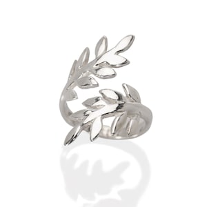 Leaf Ring, Ring for Women, Sterling Silver Ring, Open Leaf Ring, Adjustable Ring, Boho Jewelry, Nature Inspired Ring, Statement Ring.