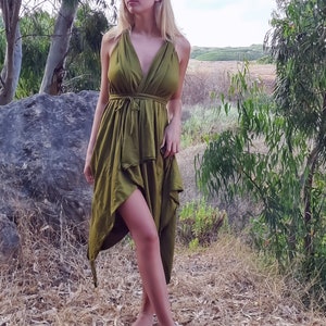 Goddes Dress for Women, Wrap Dress, Green Dress, Boho Clothing, One Size Dress, Festival Fashion, V Neck Dress, Versatile Dress