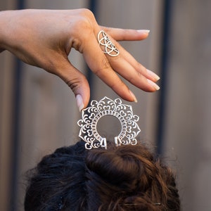 Gold Hair Fork, Tribal Hair Accessories, Brass Hair Stick  display picture 3
