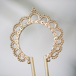 Brass Gold Hair Stick, Hair Fork, Metal Hair Accessories, Japanese Indian Ornament, Gift for Women