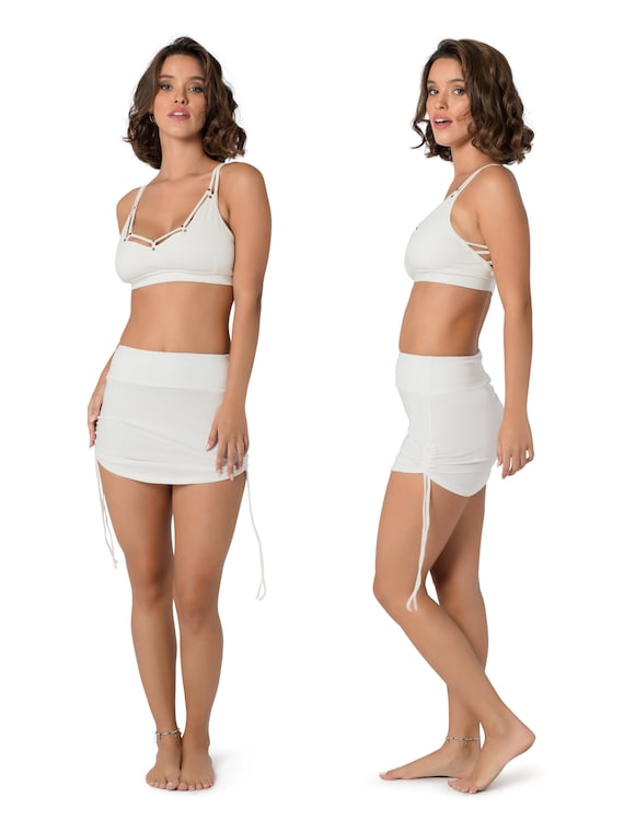 Multi-purpose Mini Skirt for Women White Boho Yoga Tube