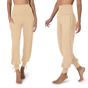 Harem Yoga Pants, Women&#39;s Boho Dance Trousers, Loose Fit, Wide Leg Pants with Pockets, Comfy Travel Pants, Gift for Her