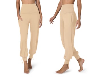 Harem Yoga Pants, Women's Boho Dance Trousers, Loose Fit, Wide Leg Pants with Pockets, Comfy Travel Pants, Gift for Her
