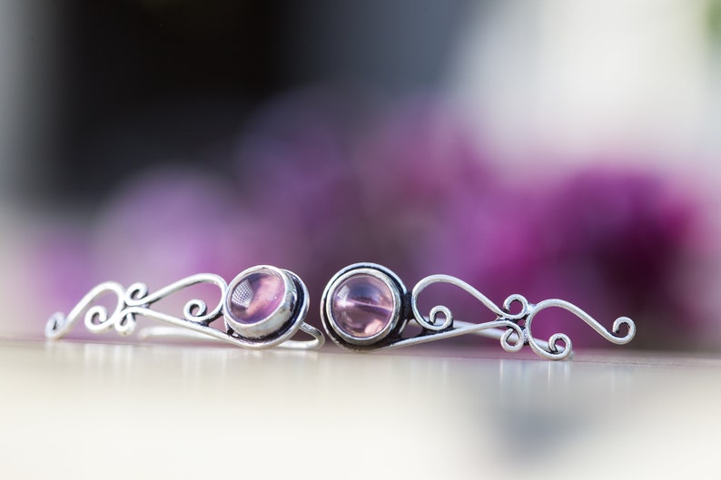 Amethyst Earrings Silver,Celtic Knot Earrings,Crawler Earrings Silver,Boho Gemstone Earrings,Tribal Earrings Silver,Climbing Earrings Silver