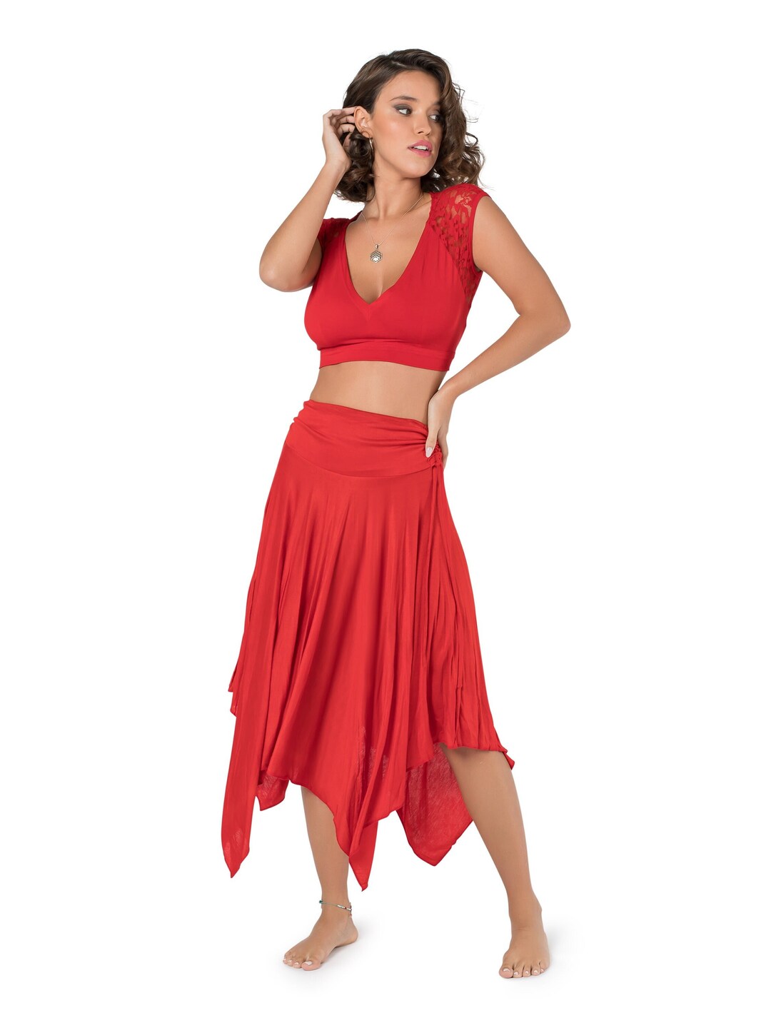 Red Skirt, Skirt for Women, Belly Dance Skirt, Loose Skirt, Boho Skirt
