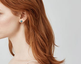 Orecchini a perno turchesi: orecchini a perno in ottone placcato argento, gioielli boho