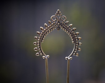 Hair Stick, Metal Hair Fork, Hair Pin for Women, Brass Hair Pin, Boho Chic accessory, Hair Jewelry, Wedding Hair Ornament, Metal Hair Stick.