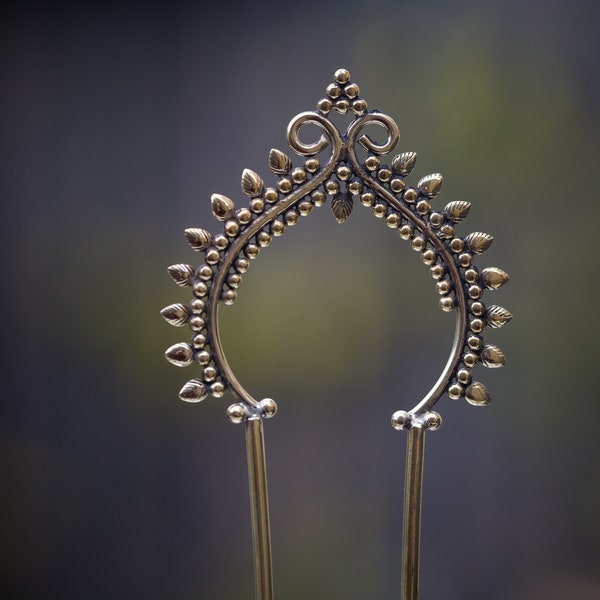 Hair Stick, Metal Hair Fork, Hair Pin for Women, Brass Hair Pin, Boho Chic accessory, Hair Jewelry, Wedding Hair Ornament, Metal Hair Stick.