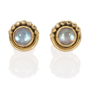 White Gemstone Earrings, Moonstone Stud Earrings Gold, Gold Stud Earrings Gemstone, White Moonstone Earrings, White and Gold Stud Earring