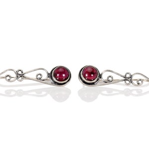Garnet Crawlers, Silver Climber Earrings, Unique Gift for Women, Bohemian Jewelry, Tribal Earrings Silver, Garnet Gemstone Silver Earrings.
