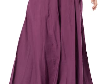 Gonna e pantaloni larghi in cotone viola: pantaloni larghi da donna in stile boho