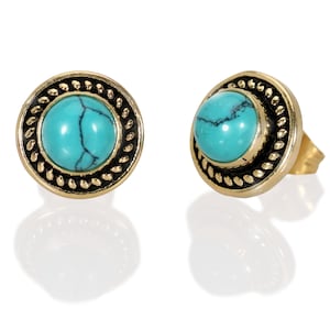 Turquoise Stud Earrings, Turquoise Earrings, Gift for Her, Stocking Stuffer, Gemstone Earrings, Turquoise Post Earrings, Everyday Jewelry